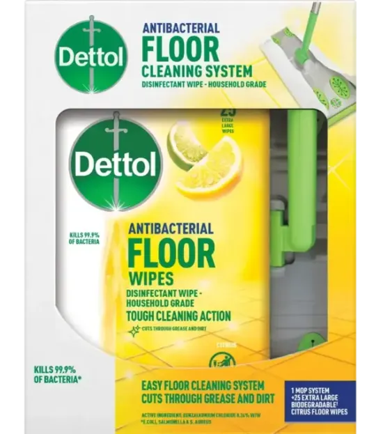Dettol Antibacterial Floor Cleaning System + Large Floor Wipes.webp