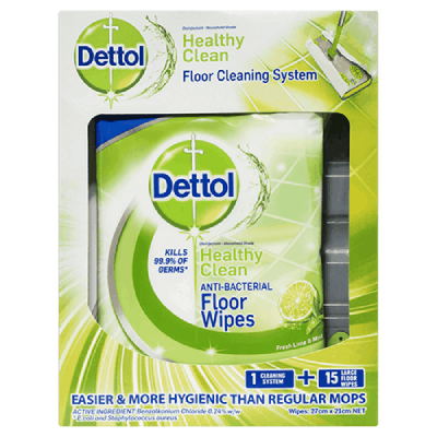 Dettol Antibacterial Floor Cleaning System + Large Floor Wipes
