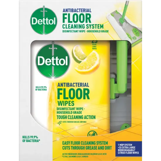 Dettol Antibacterial Floor Cleaning System + Large Floor Wipes.webp