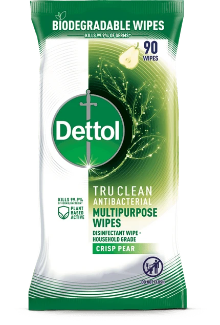 Dettol Tru Clean Antibacterial Multipurpose Cleaning Wipes Crisp Pear